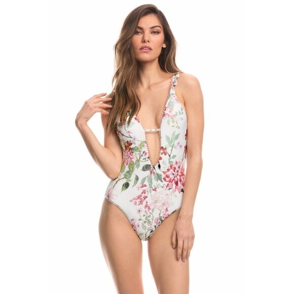 New! ISABELLA ROSE Osaka Floral One Piece Swimsuit Size Large Bathing Suit Large - Picture 1 of 8